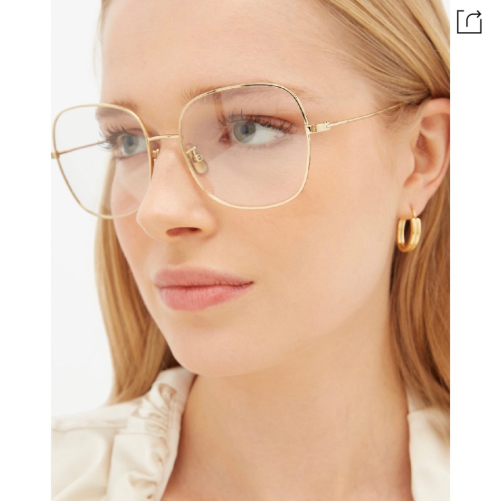 Celine Squared Butterfly-frame Metal Glasses In Gold